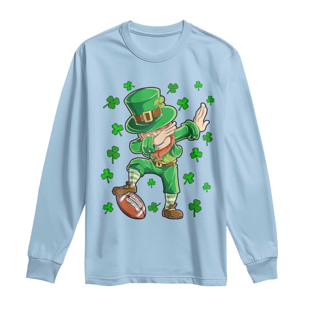 Dabbing Leprechaun Football St Patricks Day Boys Men Sports T-Shirt Long Sleeve Shirt