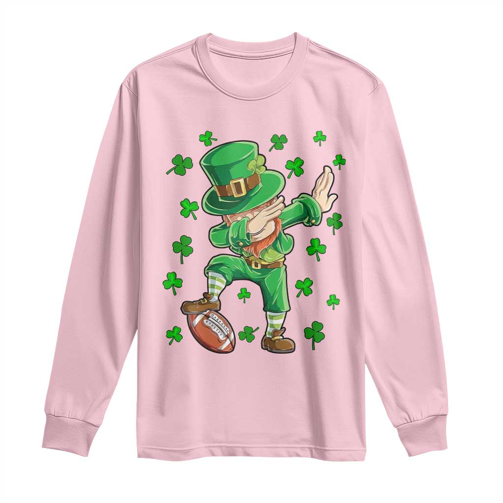 Dabbing Leprechaun Football St Patricks Day Boys Men Sports T-Shirt Long Sleeve Shirt