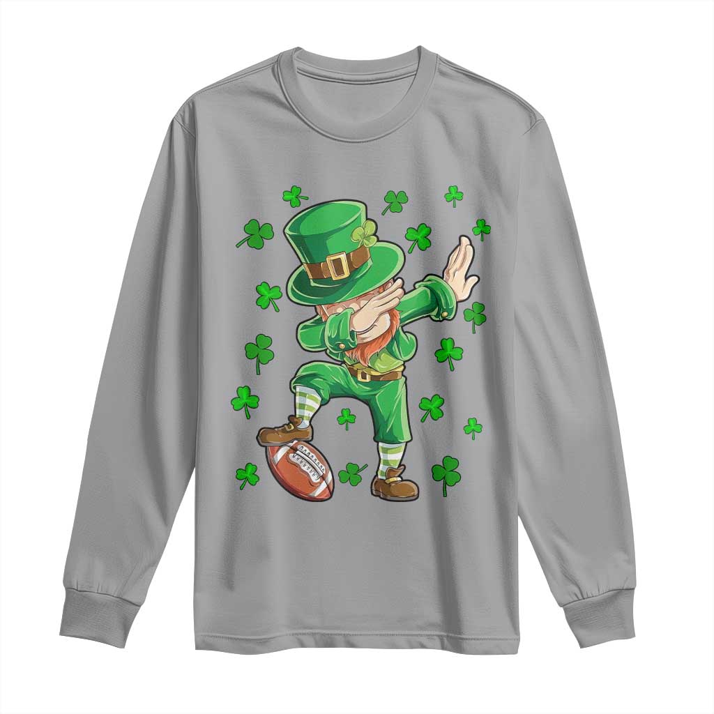 Dabbing Leprechaun Football St Patricks Day Boys Men Sports T-Shirt Long Sleeve Shirt