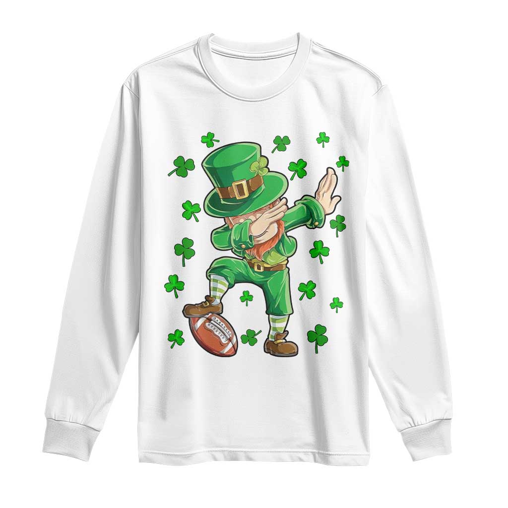 Dabbing Leprechaun Football St Patricks Day Boys Men Sports T-Shirt Long Sleeve Shirt