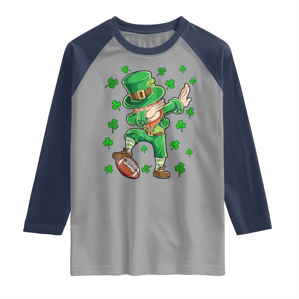 Dabbing Leprechaun Football St Patricks Day Boys Men Sports T-Shirt Raglan Shirt