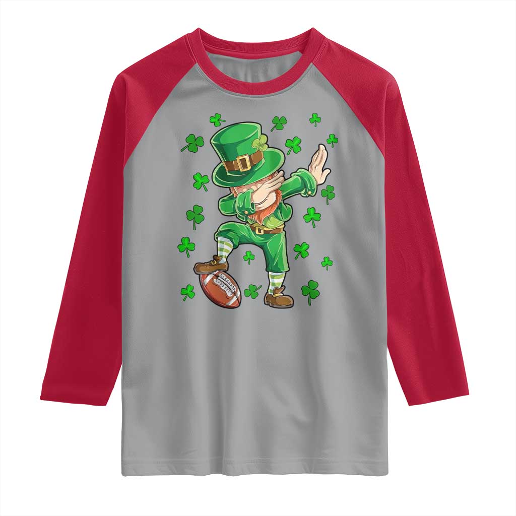 Dabbing Leprechaun Football St Patricks Day Boys Men Sports T-Shirt Raglan Shirt