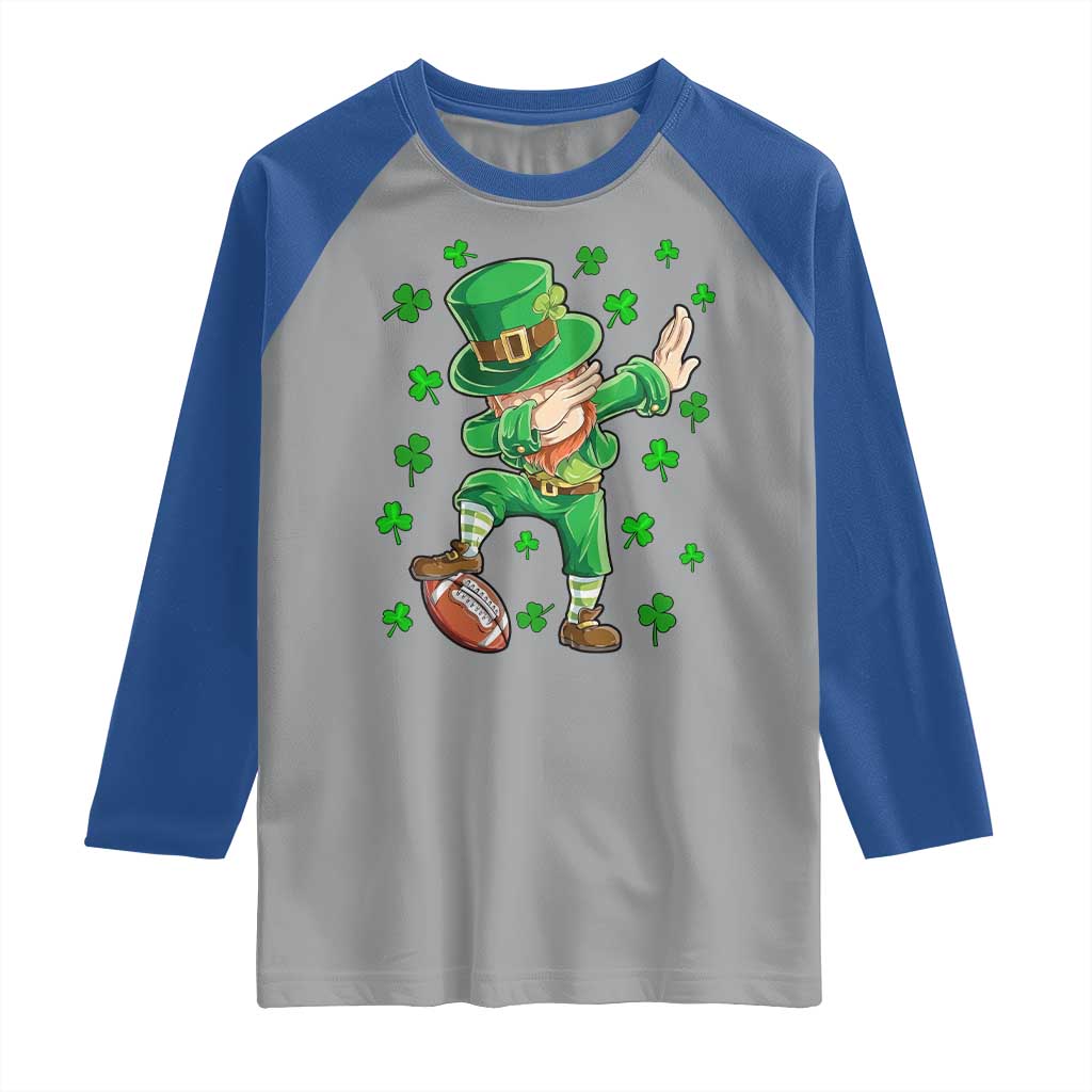 Dabbing Leprechaun Football St Patricks Day Boys Men Sports T-Shirt Raglan Shirt
