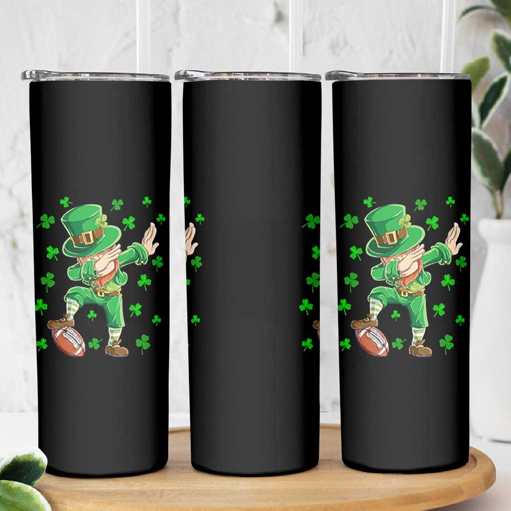 Dabbing Leprechaun Football St Patricks Day Boys Men Sports T-Shirt Skinny Tumbler