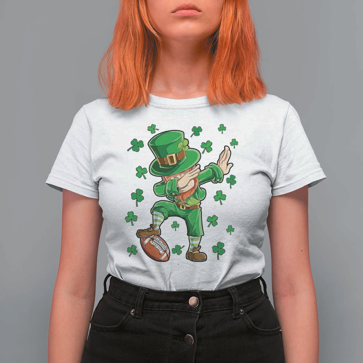 Dabbing Leprechaun Football St Patricks Day Boys Men Sports T-Shirt T Shirt For Women