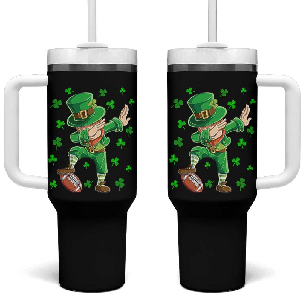 Dabbing Leprechaun Football St Patricks Day Boys Men Sports T-Shirt Tumbler With Handle