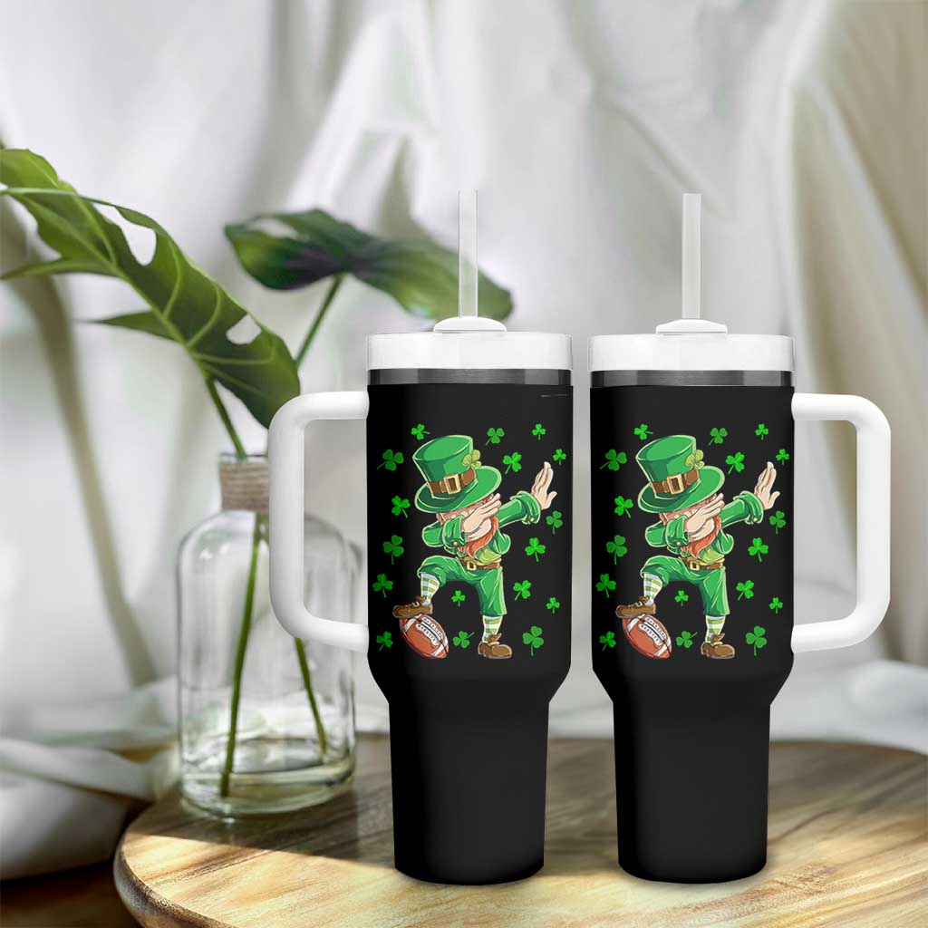 Dabbing Leprechaun Football St Patricks Day Boys Men Sports T-Shirt Tumbler With Handle