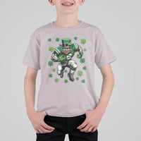 Leprechaun Football Dabbing Pose T Shirt For Kid Lucky Irish Gift