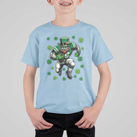 Leprechaun Football Dabbing Pose T Shirt For Kid Lucky Irish Gift