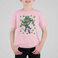 Leprechaun Football Dabbing Pose T Shirt For Kid Lucky Irish Gift