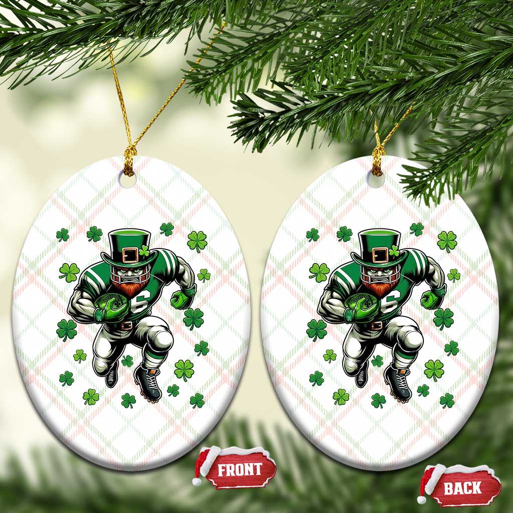 Leprechaun Football Dabbing Pose Ceramic Ornament Lucky Irish Gift