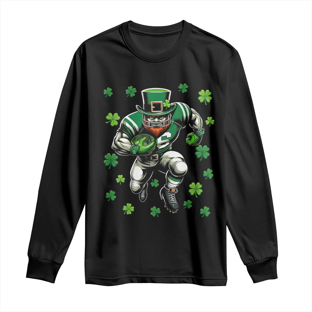 Leprechaun Football Dabbing Pose Long Sleeve Shirt Lucky Irish Gift