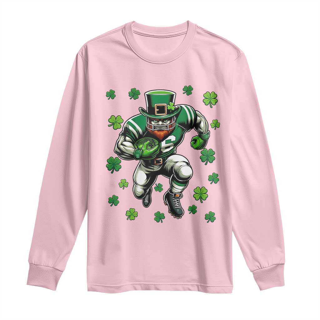 Leprechaun Football Dabbing Pose Long Sleeve Shirt Lucky Irish Gift