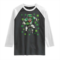 Leprechaun Football Dabbing Pose Raglan Shirt Lucky Irish Gift