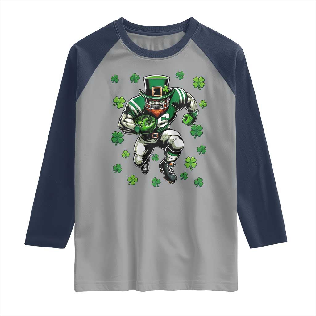 Leprechaun Football Dabbing Pose Raglan Shirt Lucky Irish Gift
