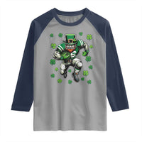 Leprechaun Football Dabbing Pose Raglan Shirt Lucky Irish Gift