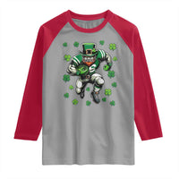 Leprechaun Football Dabbing Pose Raglan Shirt Lucky Irish Gift