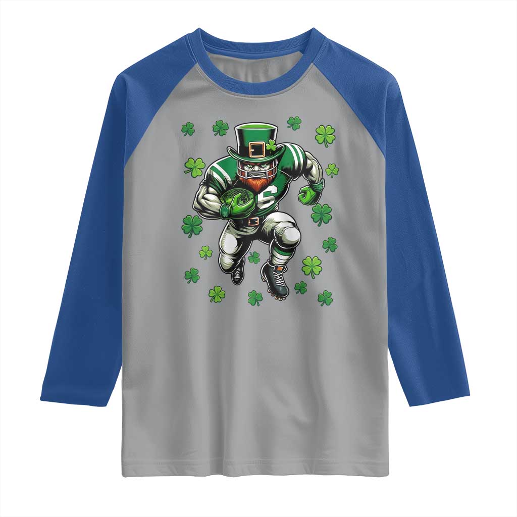 Leprechaun Football Dabbing Pose Raglan Shirt Lucky Irish Gift