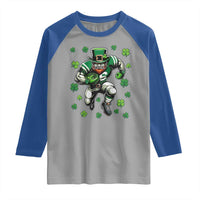Leprechaun Football Dabbing Pose Raglan Shirt Lucky Irish Gift