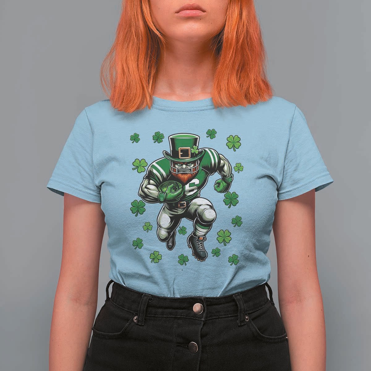 Leprechaun Football Dabbing Pose T Shirt For Women Lucky Irish Gift