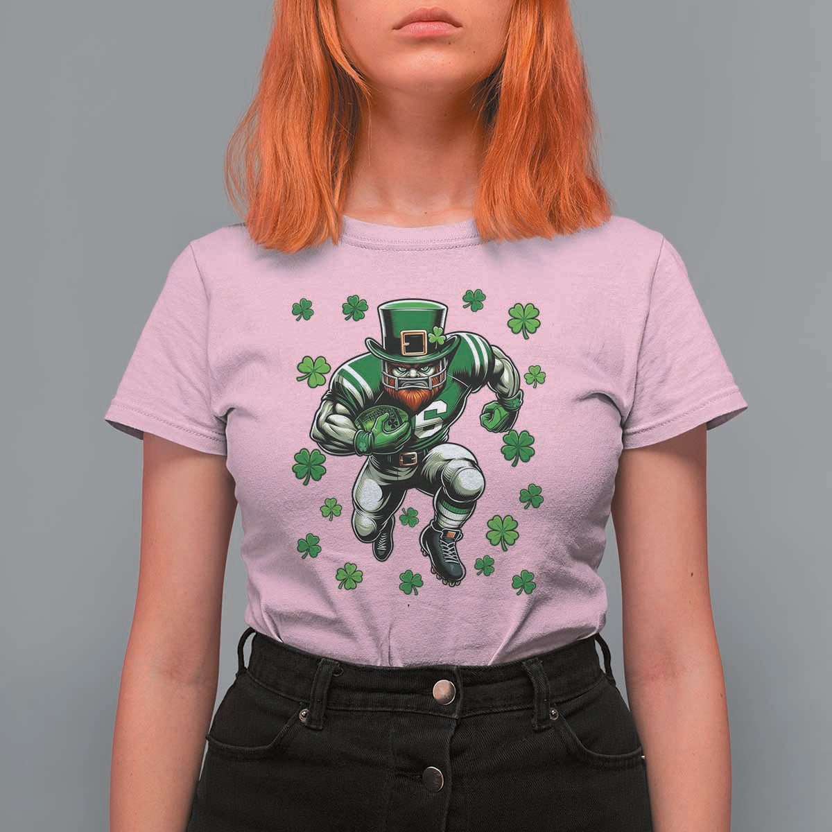 Leprechaun Football Dabbing Pose T Shirt For Women Lucky Irish Gift