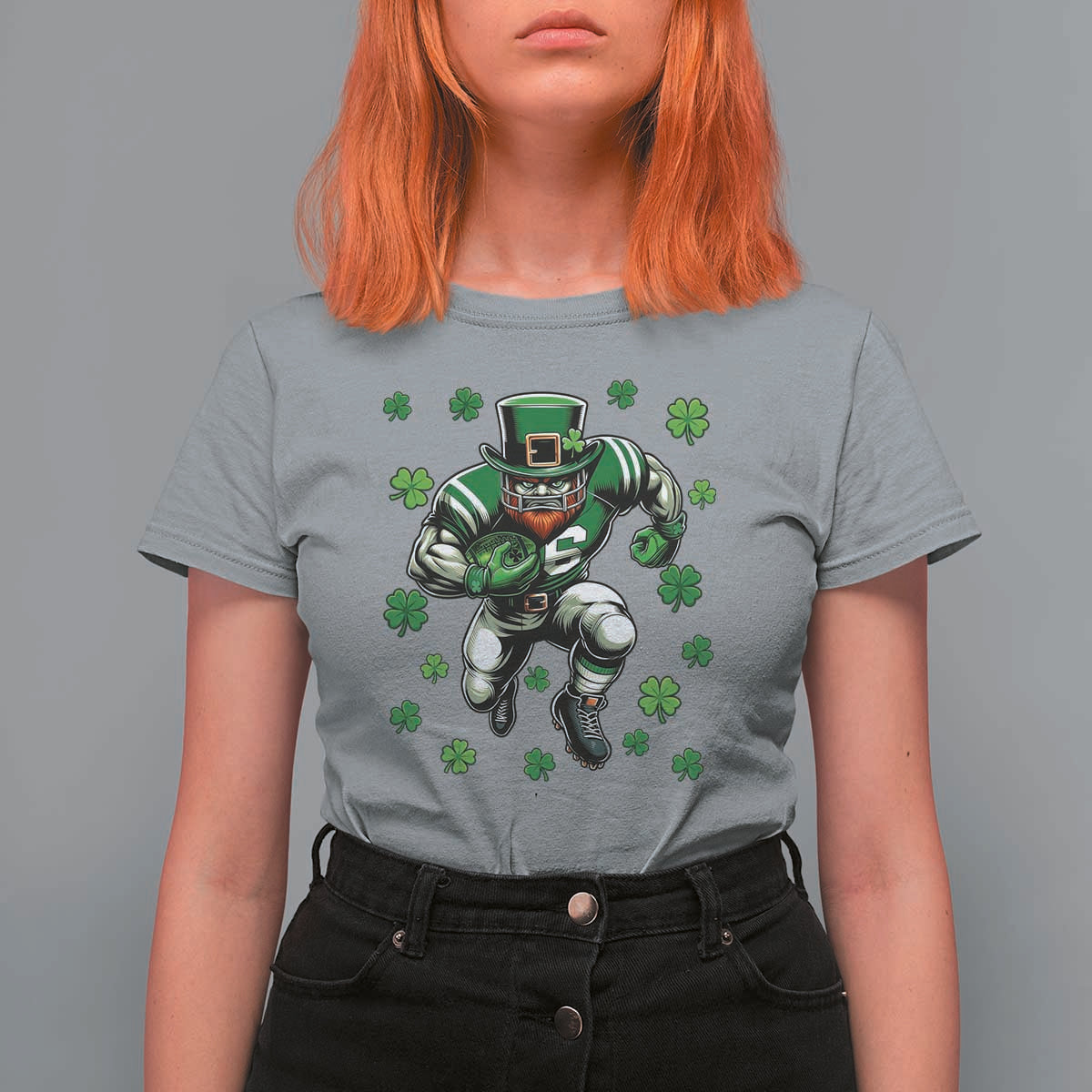 Leprechaun Football Dabbing Pose T Shirt For Women Lucky Irish Gift