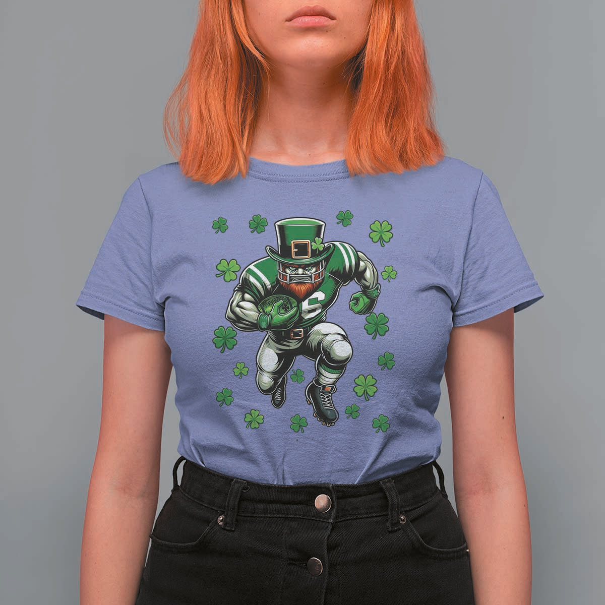 Leprechaun Football Dabbing Pose T Shirt For Women Lucky Irish Gift