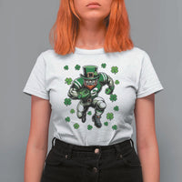 Leprechaun Football Dabbing Pose T Shirt For Women Lucky Irish Gift