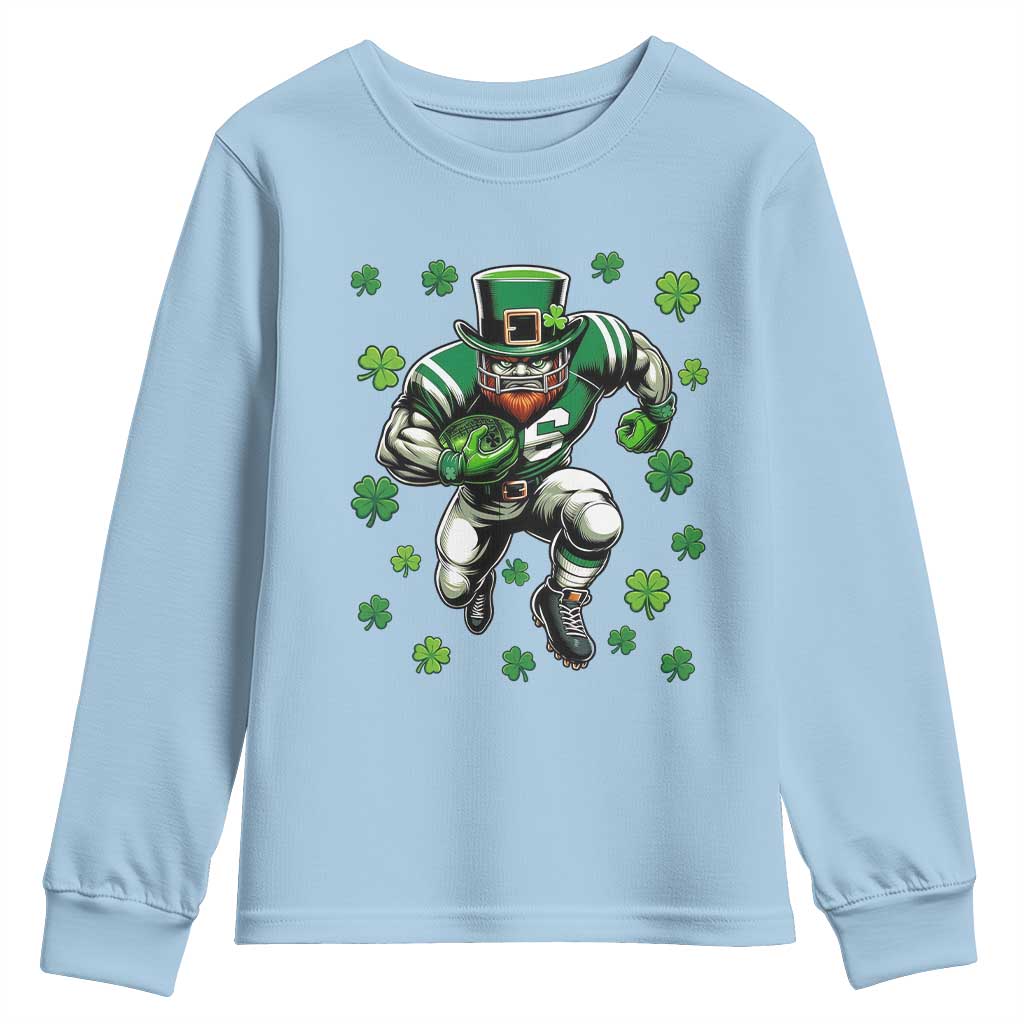 Leprechaun Football Dabbing Pose Youth Sweatshirt Lucky Irish Gift