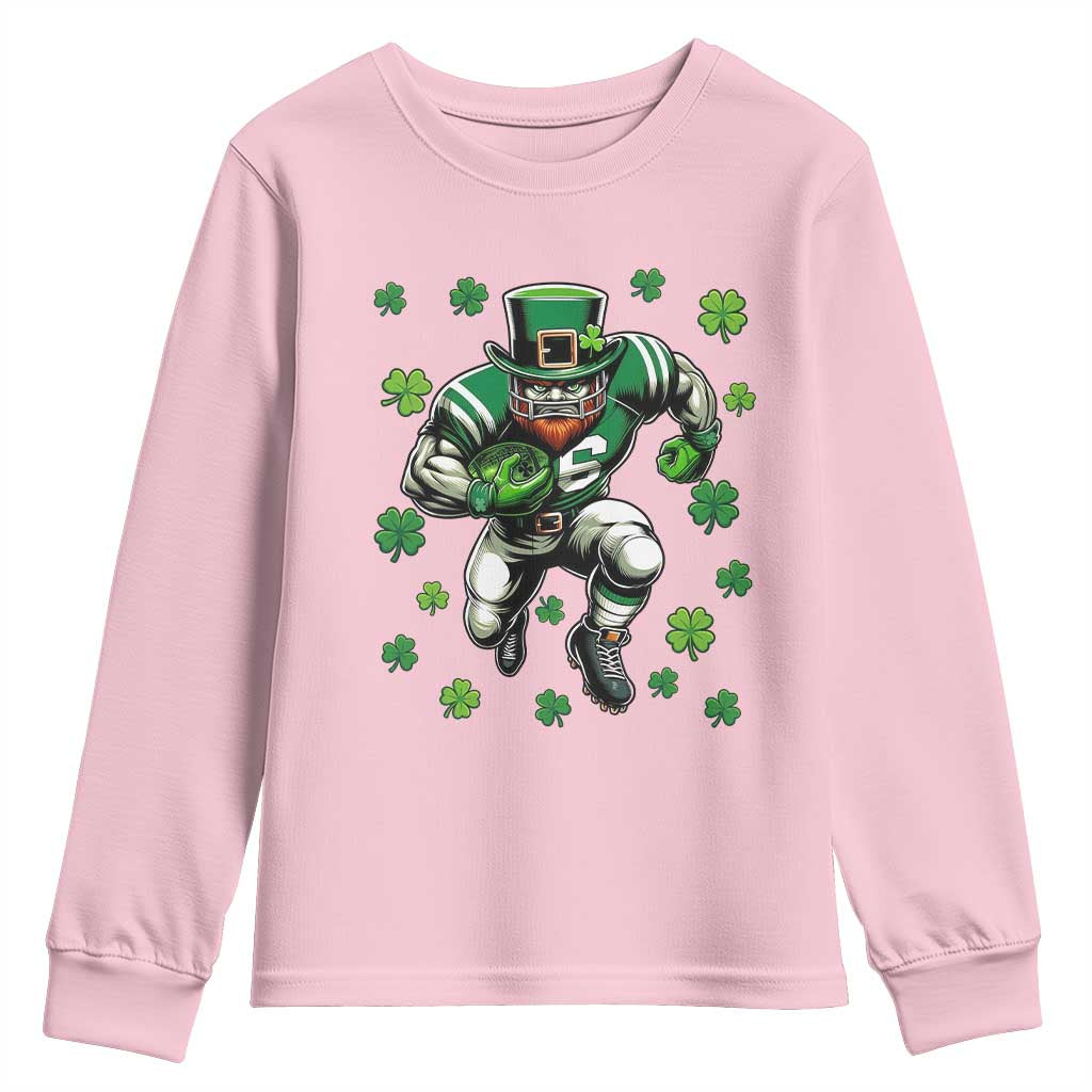 Leprechaun Football Dabbing Pose Youth Sweatshirt Lucky Irish Gift