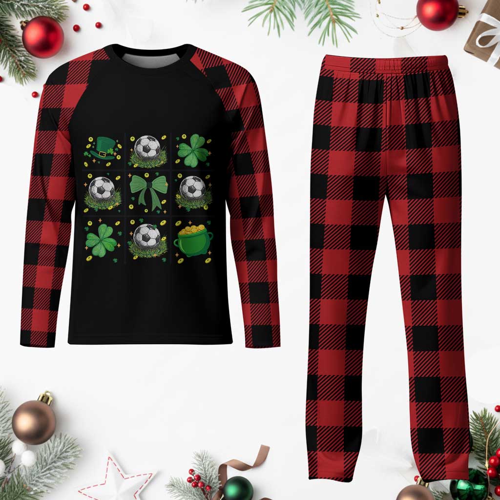 St Patricks Day Soccer Plaid Pajama Set Irish Pride Gift