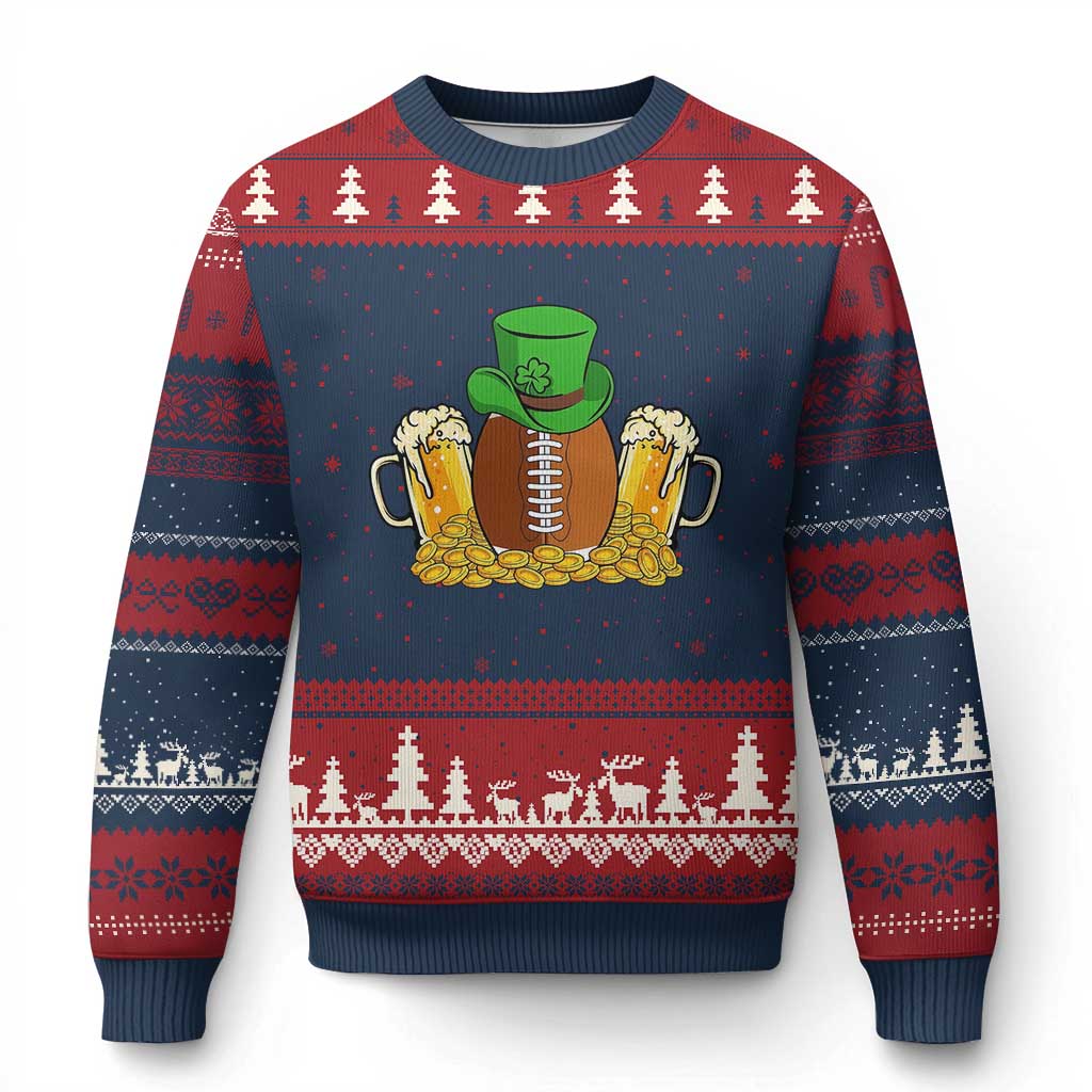 Funny Leprechaun Hat American Football Ugly Christmas Sweater