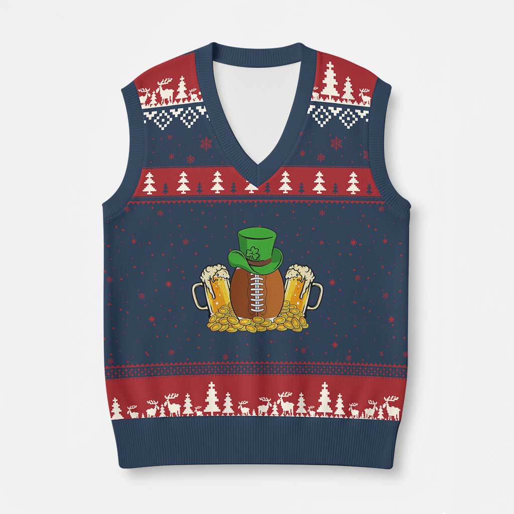 Funny Leprechaun Hat American Football V-Neck Knit Sweater Vest