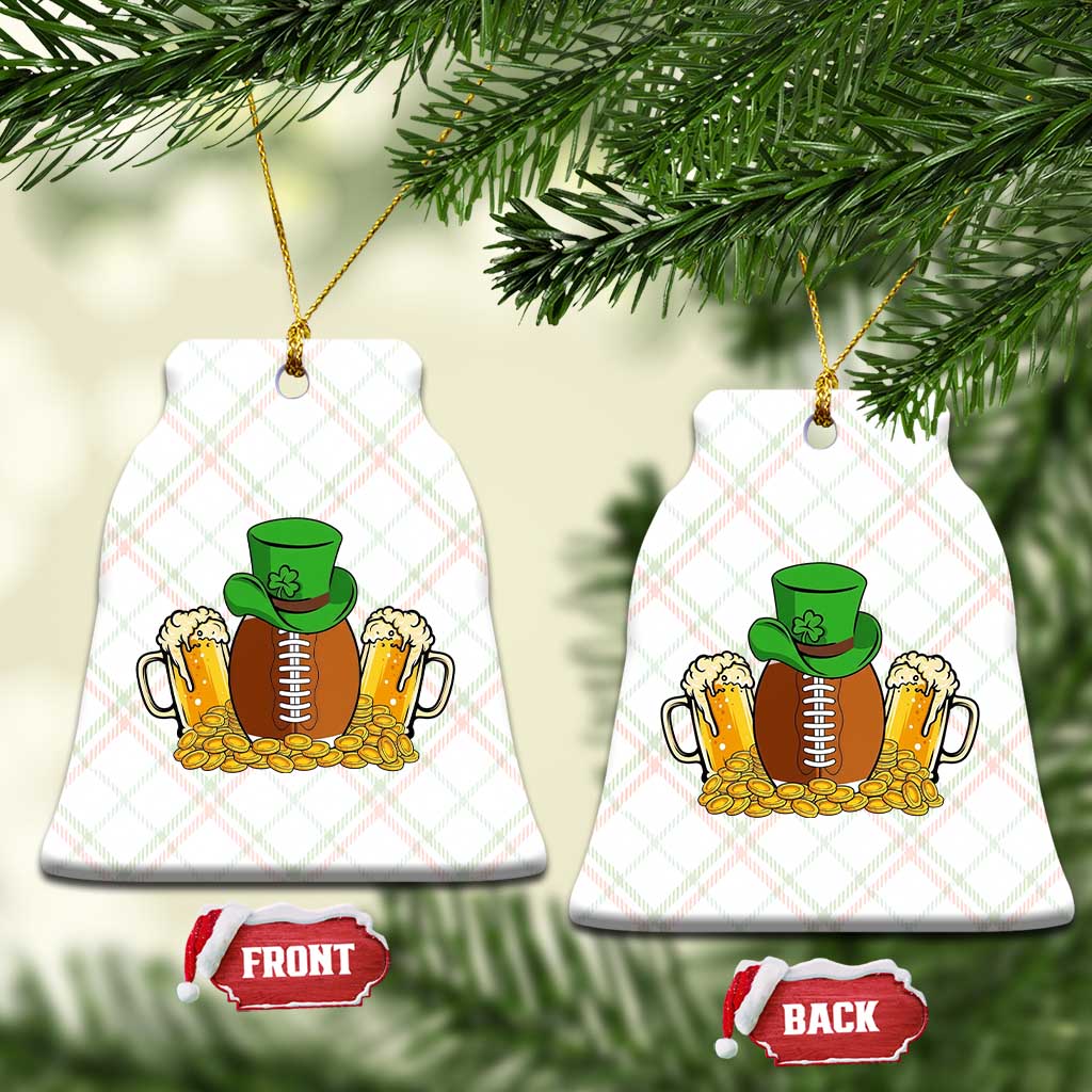 Funny Leprechaun Hat American Football Ceramic Ornament
