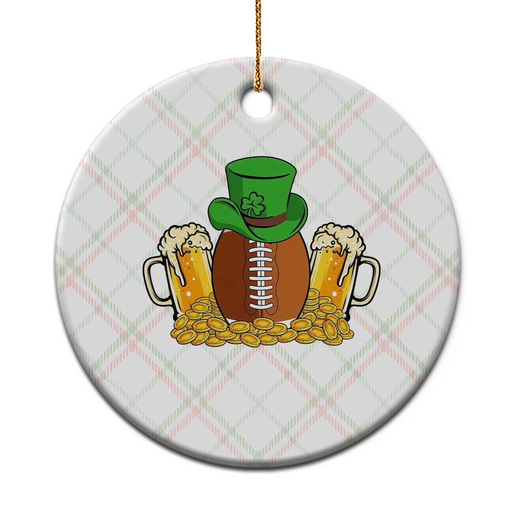 Funny Leprechaun Hat American Football Ceramic Ornament