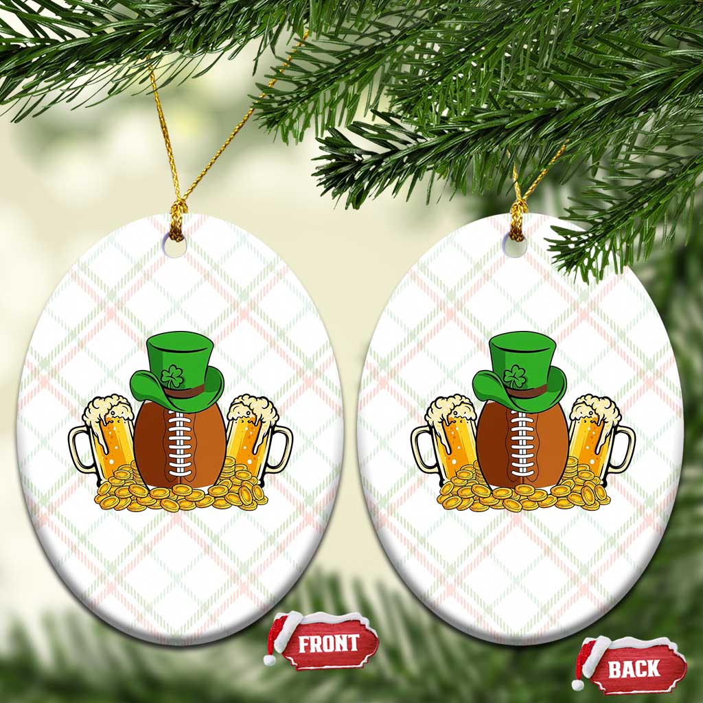 Funny Leprechaun Hat American Football Ceramic Ornament
