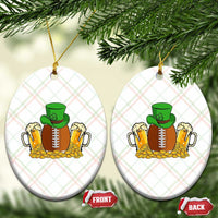 Funny Leprechaun Hat American Football Ceramic Ornament