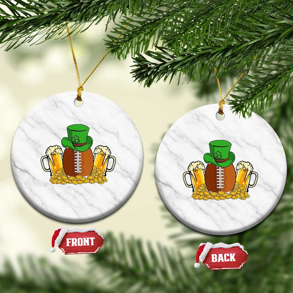 Funny Leprechaun Hat American Football Ceramic Ornament