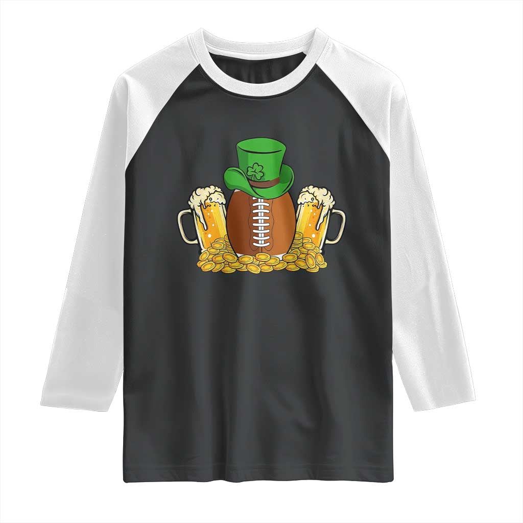 Funny Leprechaun Hat American Football Raglan Shirt