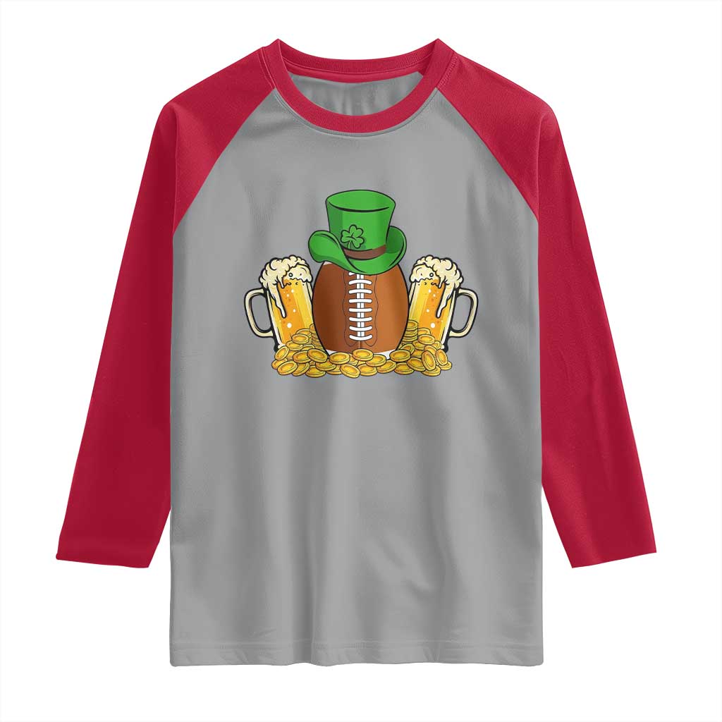 Funny Leprechaun Hat American Football Raglan Shirt