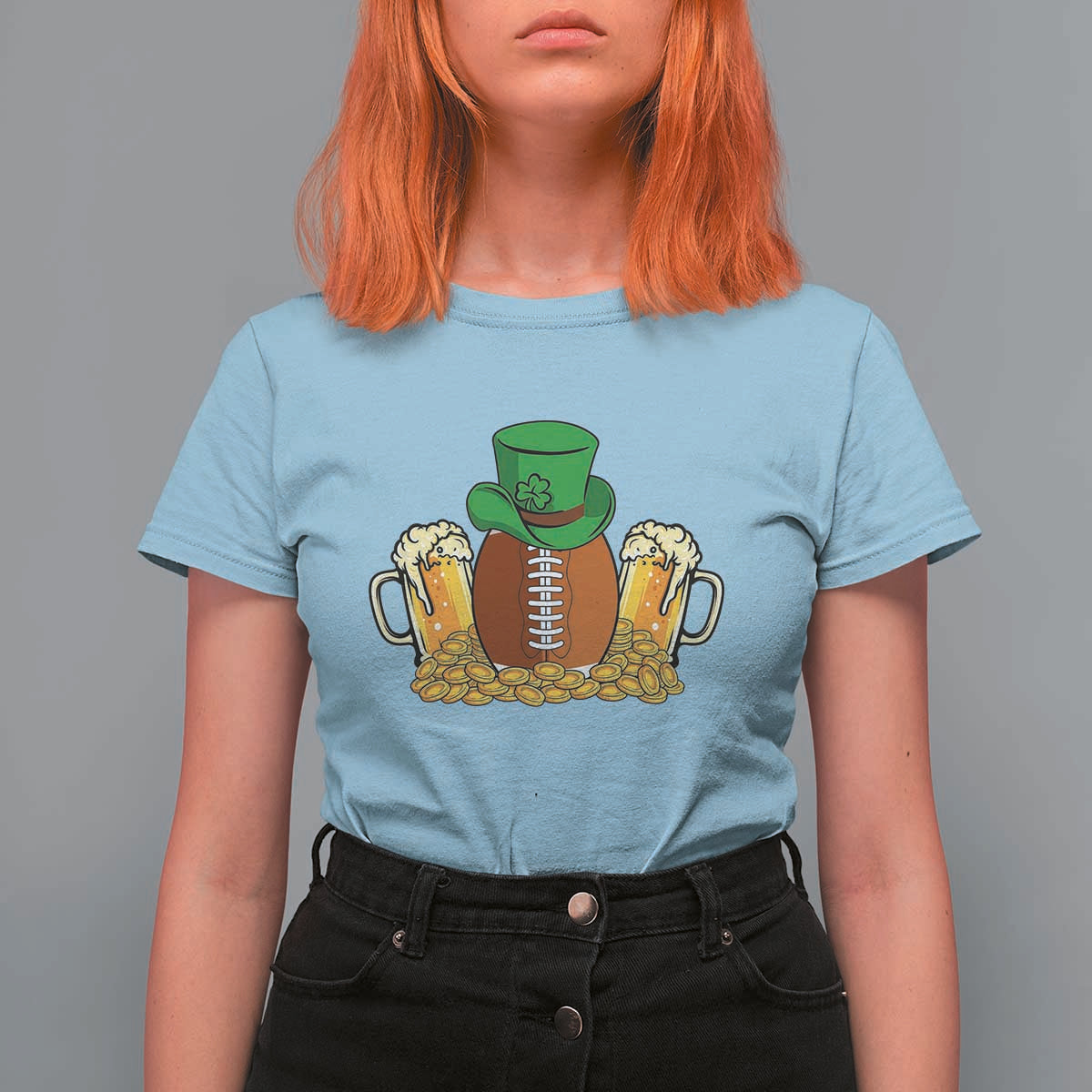 Funny Leprechaun Hat American Football T Shirt For Women