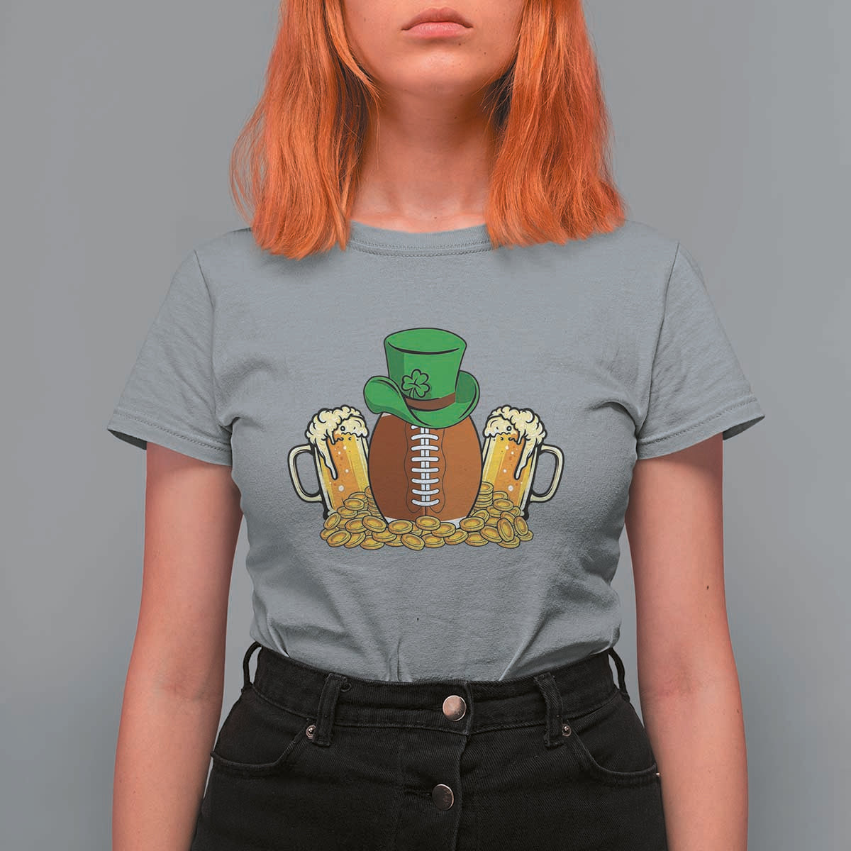 Funny Leprechaun Hat American Football T Shirt For Women