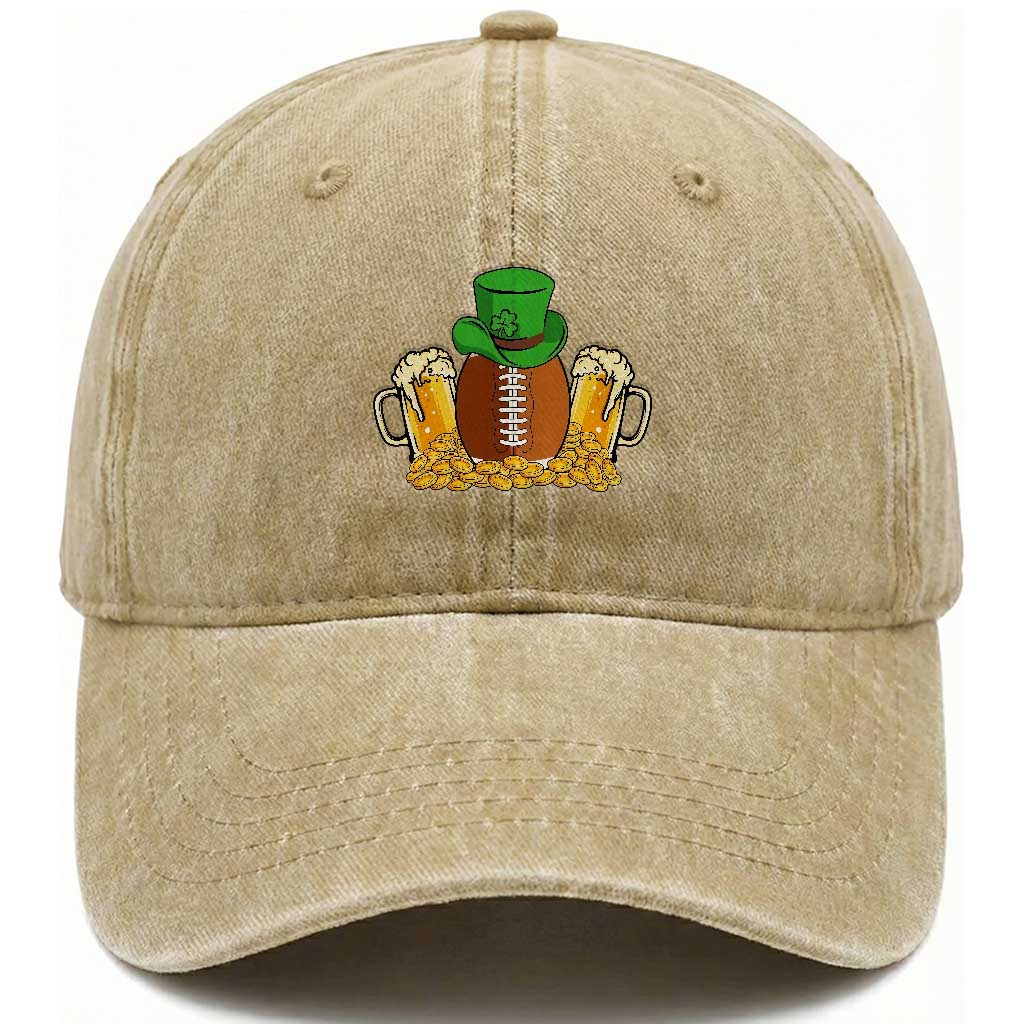 Funny Leprechaun Hat American Football Washed Cotton Baseball Cap