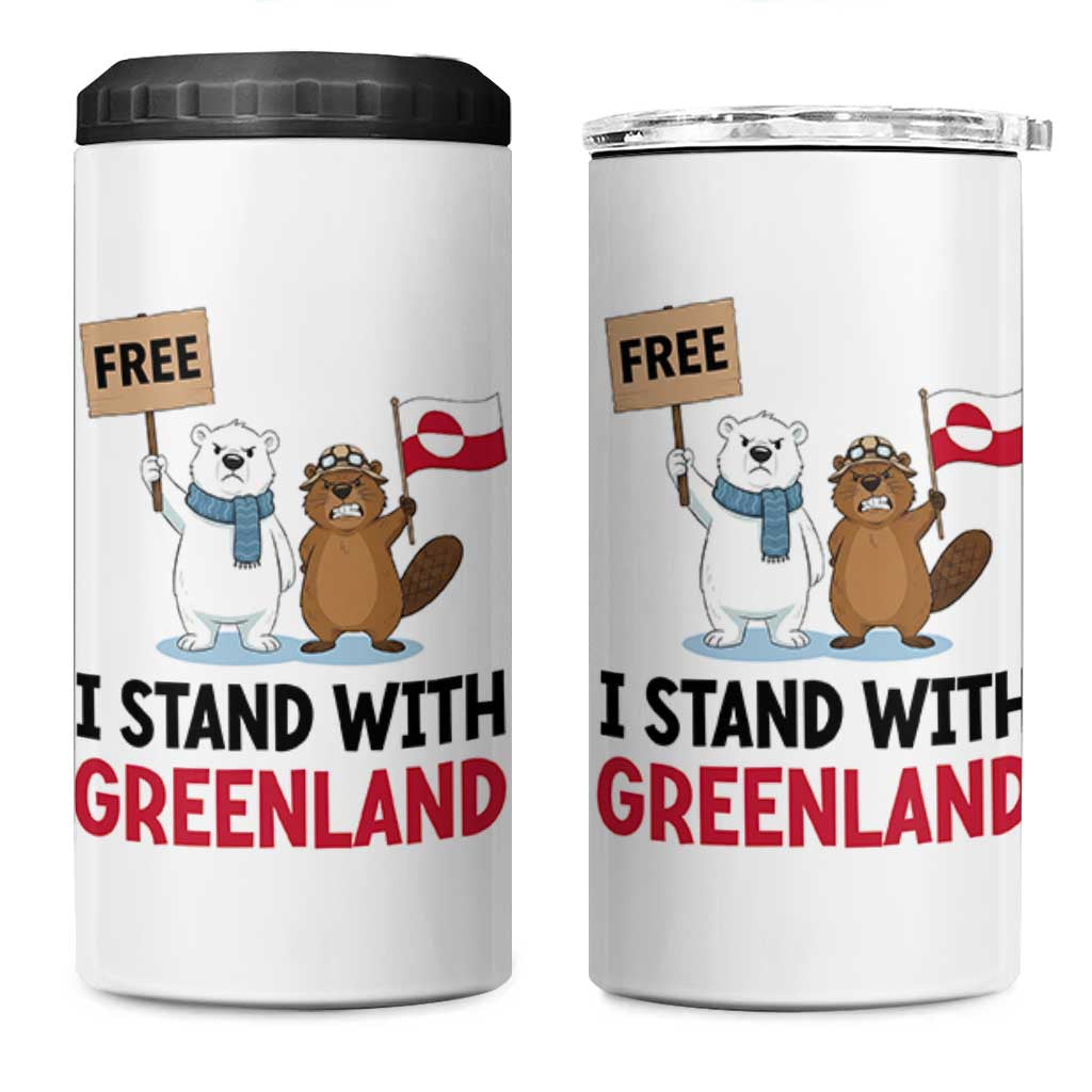 I Stand With Greenland 4 in 1 Can Cooler Tumbler Anti Authoritarian Political Gag Gift