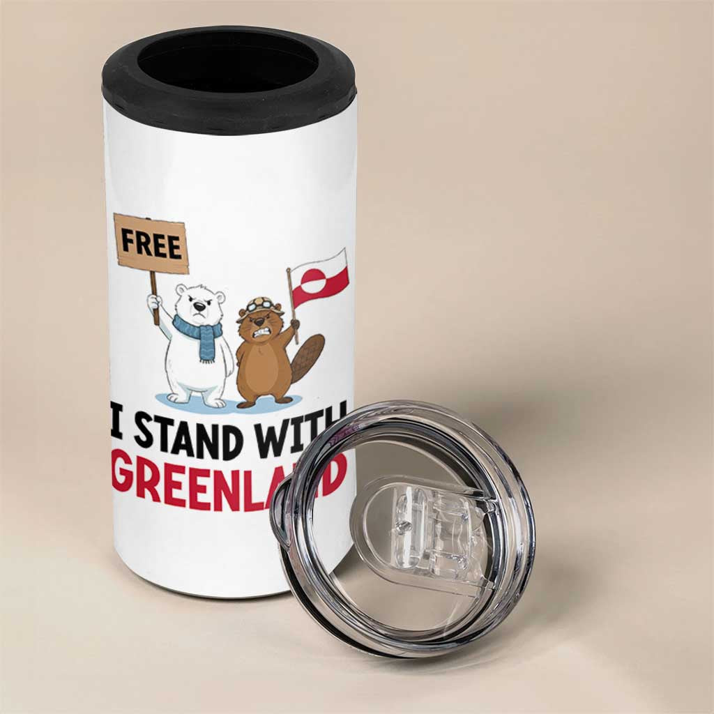 I Stand With Greenland 4 in 1 Can Cooler Tumbler Anti Authoritarian Political Gag Gift