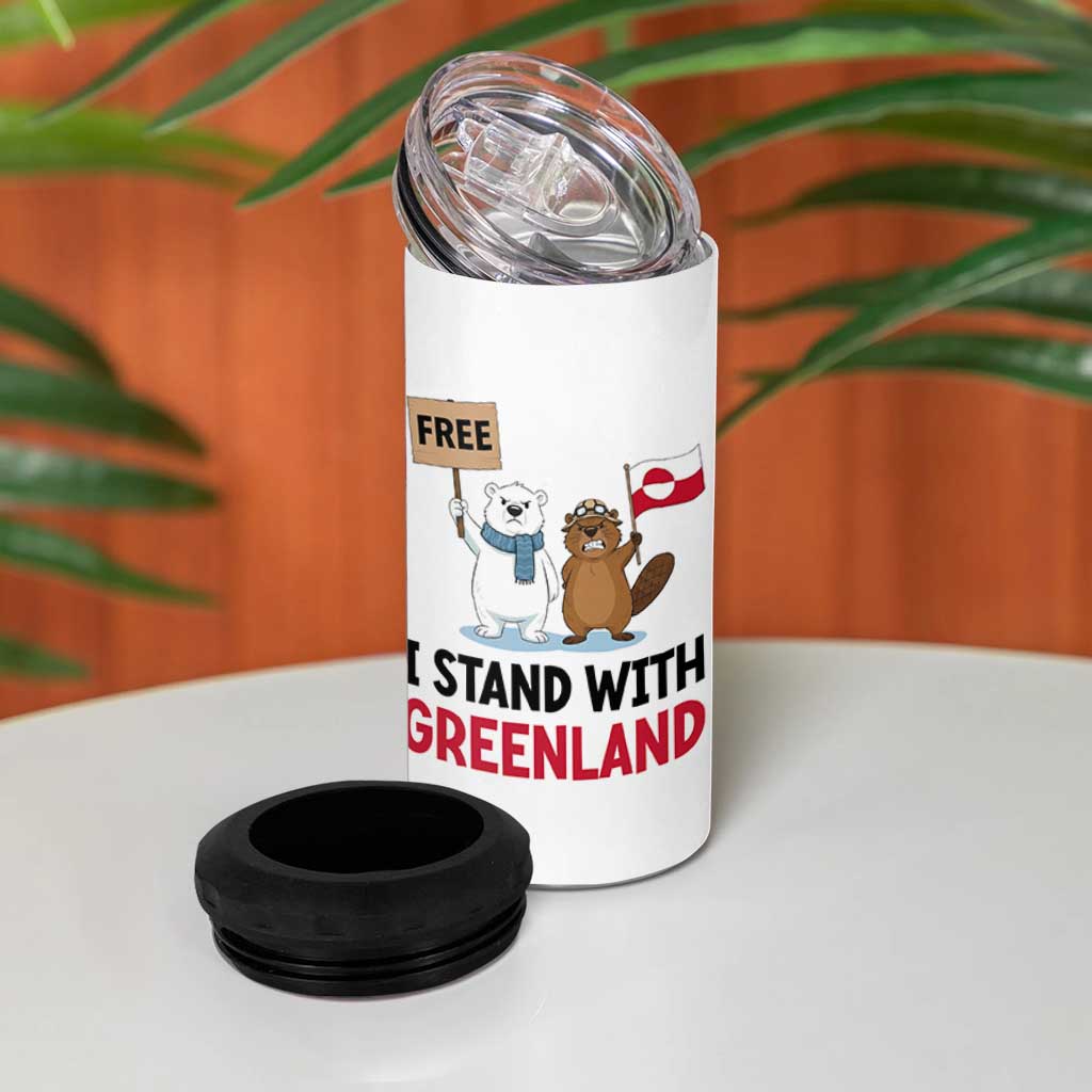 I Stand With Greenland 4 in 1 Can Cooler Tumbler Anti Authoritarian Political Gag Gift