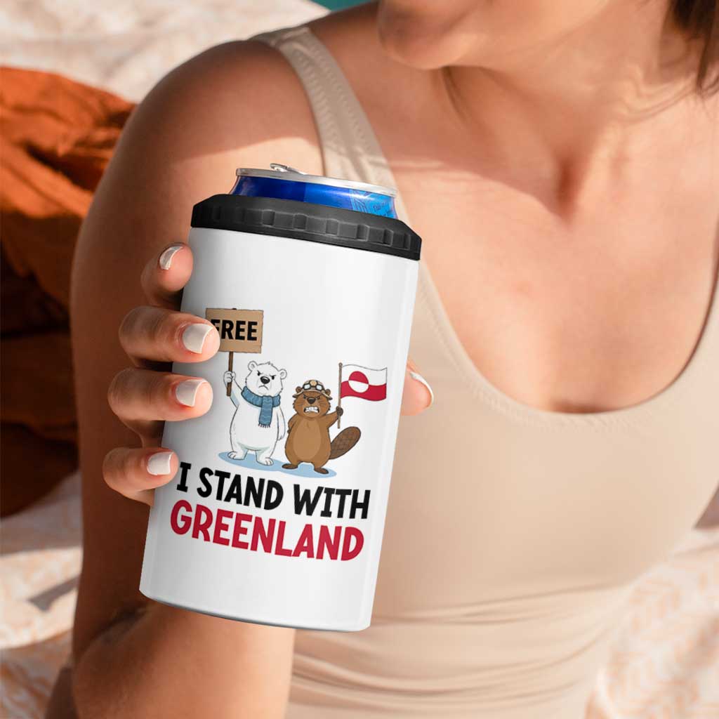 I Stand With Greenland 4 in 1 Can Cooler Tumbler Anti Authoritarian Political Gag Gift