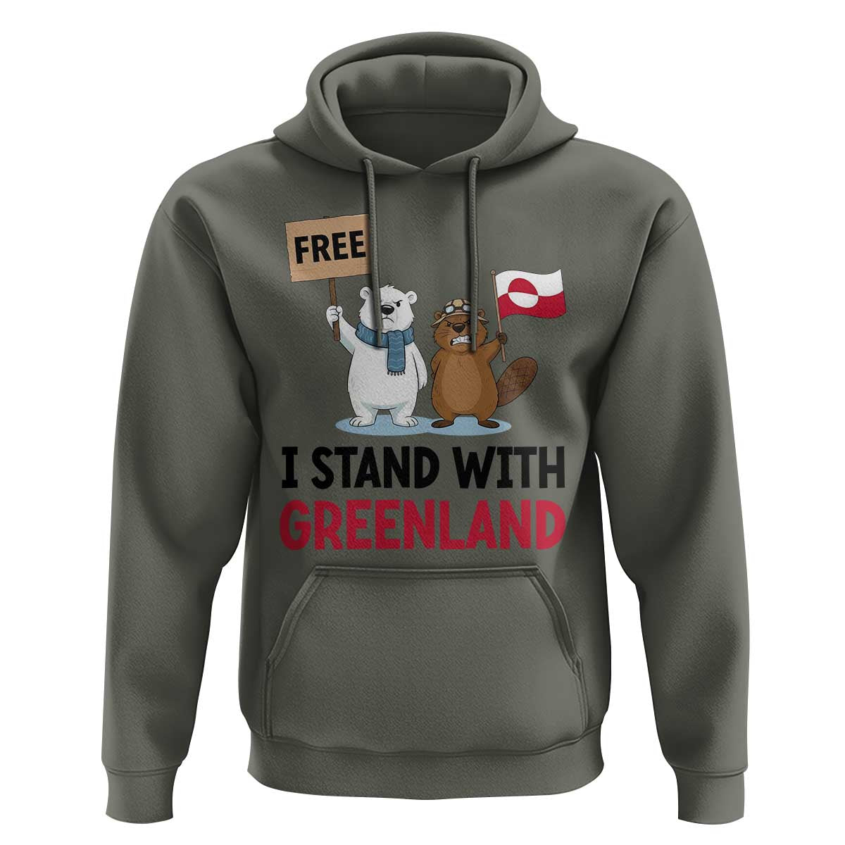 I Stand With Greenland Hoodie Anti Authoritarian Political Gag Gift