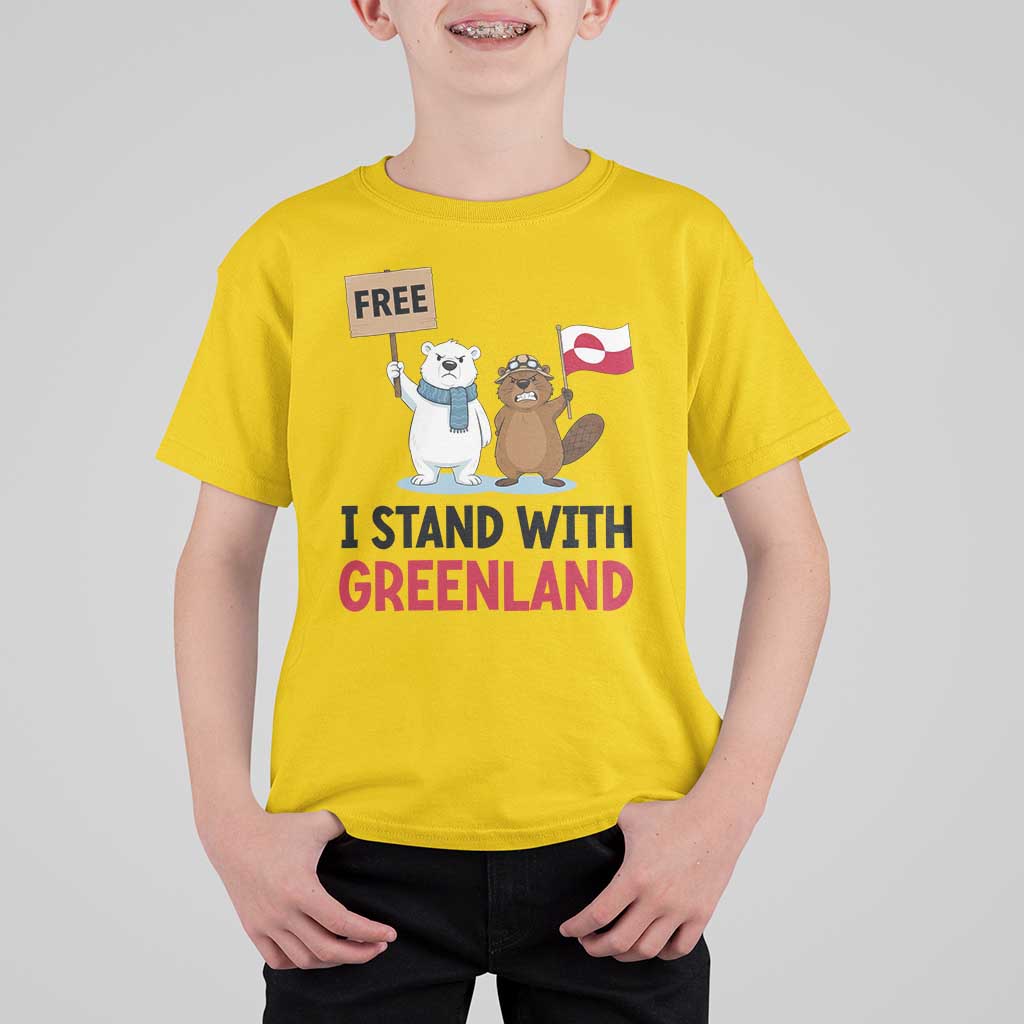 I Stand With Greenland T Shirt For Kid Anti Authoritarian Political Gag Gift