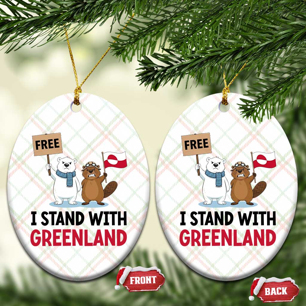 I Stand With Greenland Ceramic Ornament Anti Authoritarian Political Gag Gift